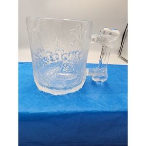 Vintage 1993 McDonalds Flintstones Pre-Dawn Glass Mug Bone Handle Made in France